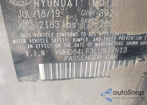 2020 Hyundai Elantra Sel from USA, damaged, VIN KMHD84LF3LU977613